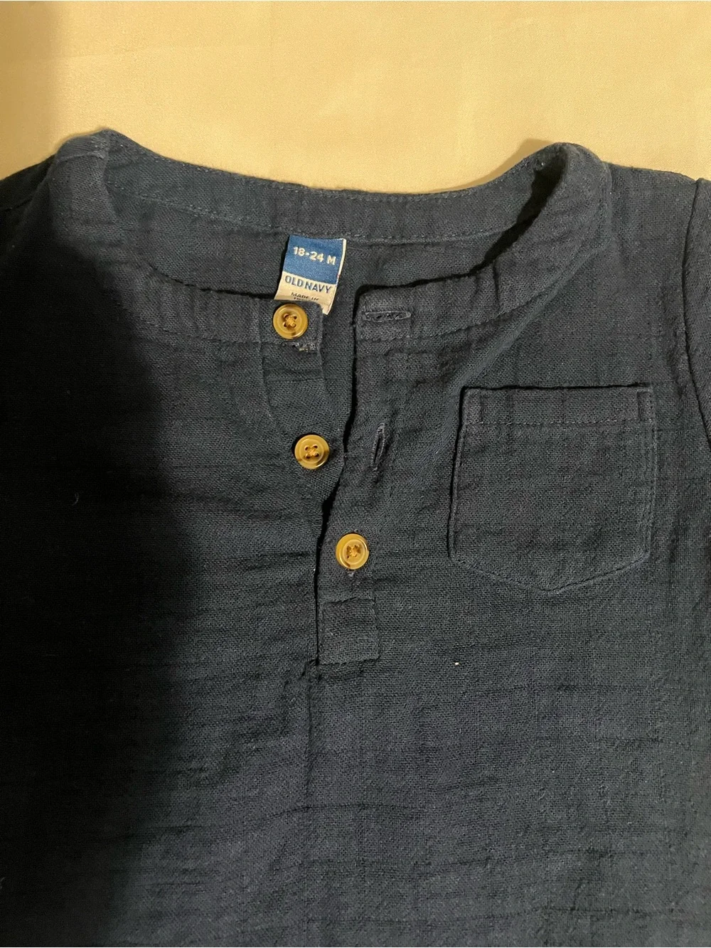 Old Navy Navy Blue Baby/Toddler Crinkle Cotton Short Set Size 18-24 Months